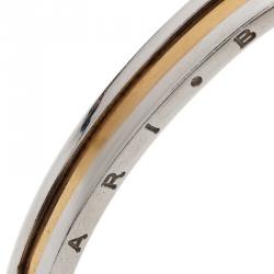 Pre Owned Bvlgari B.Zero1 18kt Pink Gold and Steel Cuff Bracelet Size M