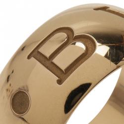 Pre Owned Bvlgari Monologo Yellow Gold Band Ring Size 57 