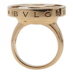 Pre Owned Bvlgari Optical Illusion Mother of Pearl Gold Ring Size 54