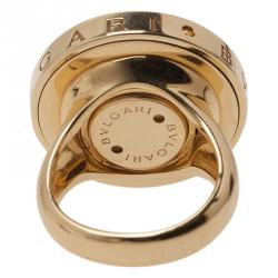 Pre Owned Bvlgari Optical Illusion Mother of Pearl Gold Ring Size 54