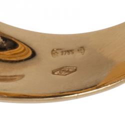 Pre Owned Bvlgari Optical Illusion Mother of Pearl Gold Ring Size 54