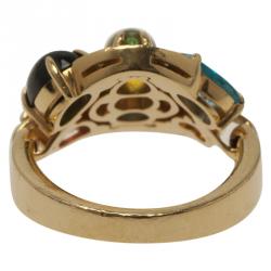 Bvlgari Astrale Colored Gemstones Yellow Gold Ring Size 53