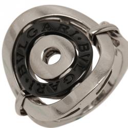 Bvlgari Cerchi Black Ceramic White Gold Ring Size 54