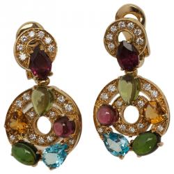 Pre Owned Bvlgari Astrale Colored Gemstones Yellow Gold Earrings