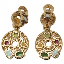 Pre Owned Bvlgari Astrale Colored Gemstones Yellow Gold Earrings