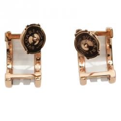 Pre Owned Bvlgari B.Zero1 White Ceramic Rose Gold Earrings