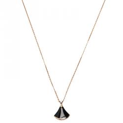 Pre Owned Bvlgari Divas' Dream Diamond Onyx Rose Gold Pendant Necklace