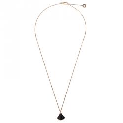 Pre Owned Bvlgari Divas' Dream Diamond Onyx Rose Gold Pendant Necklace