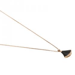 Pre Owned Bvlgari Divas' Dream Diamond Onyx Rose Gold Pendant Necklace