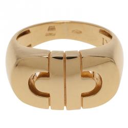Pre Owned Bvlgari Parentesi Yellow Gold Ring Size 50