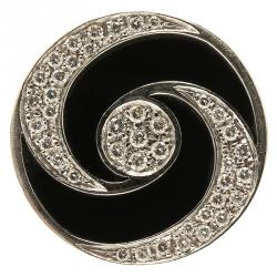 Pre Owned Bvlgari Optical Illusion White Gold and Black Onyx Ring Size 51