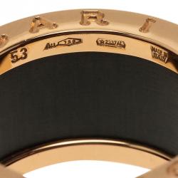 Pre Owned Bvlgari B.Zero1 Rose Gold and Green Marble Ring Size 53