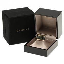 Pre Owned Bvlgari B.Zero1 Rose Gold and Green Marble Ring Size 53