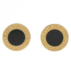 Pre Owned Bvlgari Onyx Yellow Gold Stud Earrings