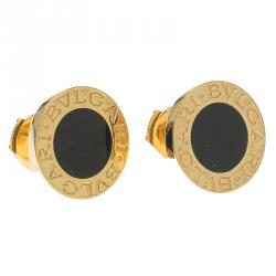 Pre Owned Bvlgari Onyx Yellow Gold Stud Earrings
