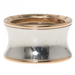 Pre Owned Bvlgari Anish Kapoor B.Zero1 Rose Gold and Steel Ring Size 55