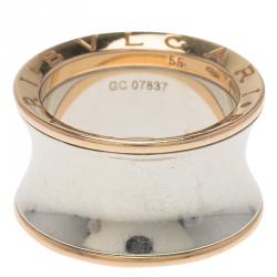 Pre Owned Bvlgari Anish Kapoor B.Zero1 Rose Gold and Steel Ring Size 55