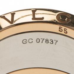 Pre Owned Bvlgari Anish Kapoor B.Zero1 Rose Gold and Steel Ring Size 55