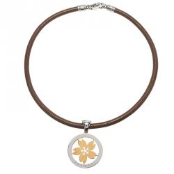Pre Owned Bvlgari Tondo Flower Gold and Stainless Steel Pendant Necklace