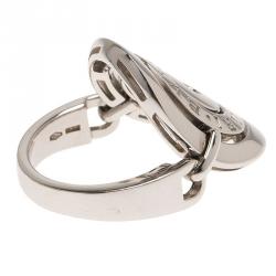 Pre Owned Bvlgari Cerchi White Gold Ring Size 54