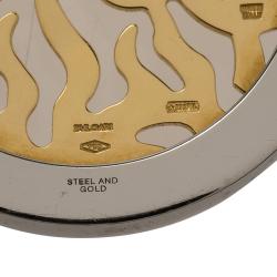 Pre Owned Bvlgari Tondo Fire Stainless Steel and Yellow Gold Medium Pendant