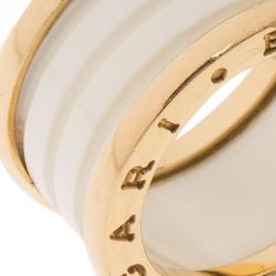 Pre Owned Bvlgari B.Zero1 4-Band White Ceramic Rose Gold Ring Size 53