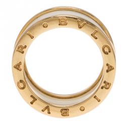 Pre Owned Bvlgari B.Zero1 4-Band White Ceramic Rose Gold Ring Size 53