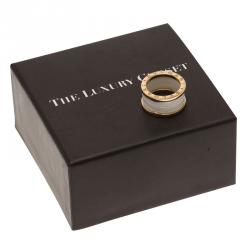 Pre Owned Bvlgari B.Zero1 4-Band White Ceramic Rose Gold Ring Size 53
