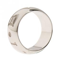 Pre Owned Bvlgari Monologo White Gold Band Ring Size 56