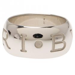 Pre Owned Bvlgari Monologo White Gold Band Ring Size 56