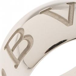 Pre Owned Bvlgari Monologo White Gold Band Ring Size 56