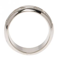 Pre Owned Bvlgari Monologo White Gold Band Ring Size 56