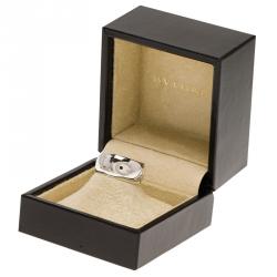 Pre Owned Bvlgari Monologo White Gold Band Ring Size 56