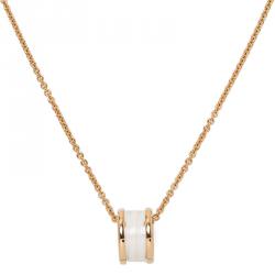 Bvlgari B.Zero1 White Ceramic Rose Gold Pendant Necklace