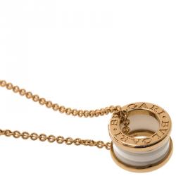 Bvlgari B.Zero1 White Ceramic Rose Gold Pendant Necklace