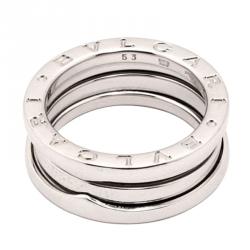 Pre Owned Bvlgari B.Zero1 18K White Gold 3 Band Ring Size 53