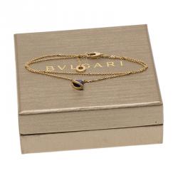 Pre Owned Bvlgari Divas' Dream Lapiz Lazuli Charm Rose Gold Chain Bracelet 18cm