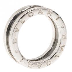 Pre Owned Bvlgari Save the Children 1-Band Black Ceramic Silver Ring Size 52