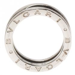 Pre Owned Bvlgari Save the Children 1-Band Black Ceramic Silver Ring Size 52