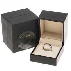 Pre Owned Bvlgari Save the Children 1-Band Black Ceramic Silver Ring Size 52