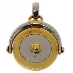 Pre Owned Bvlgari Bvlgari Stainless Steel 18k Yellow Gold Aquarius Zodiac Flip Medallion Pendant