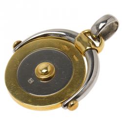Pre Owned Bvlgari Bvlgari Stainless Steel 18k Yellow Gold Aquarius Zodiac Flip Medallion Pendant