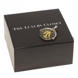 Pre Owned Bvlgari Bvlgari Stainless Steel 18k Yellow Gold Aquarius Zodiac Flip Medallion Pendant