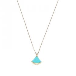 Pre Owned Bvlgari Divas’ Dream Turquoise Diamond Rose Gold Pendant Chain Necklace