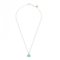 Pre Owned Bvlgari Divas’ Dream Turquoise Diamond Rose Gold Pendant Chain Necklace