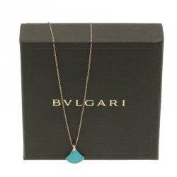 Pre Owned Bvlgari Divas’ Dream Turquoise Diamond Rose Gold Pendant Chain Necklace