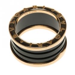 Bvlgari B.Zero1 4-Band Black Ceramic Rose Gold Ring Size 55