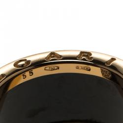 Bvlgari B.Zero1 4-Band Black Ceramic Rose Gold Ring Size 55