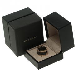 Bvlgari B.Zero1 4-Band Black Ceramic Rose Gold Ring Size 55