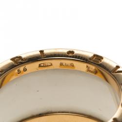 Bvlgari B.Zero1 4-Band White Ceramic Rose Gold Ring Size 55